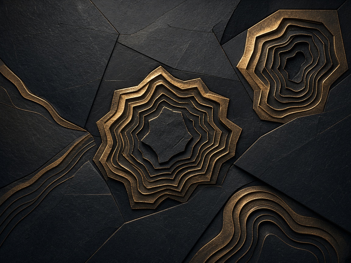 Bronze contour seal on slate texture